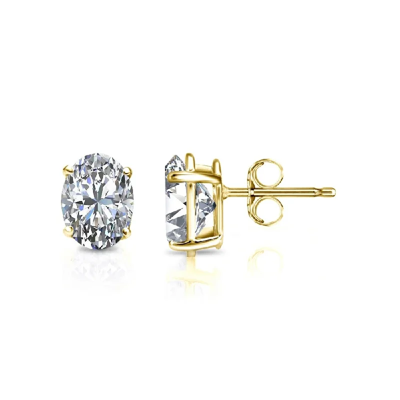 Auriya 14k Gold 3/5ctw Oval Diamond Stud Earrings (G-H, VS1-VS2)