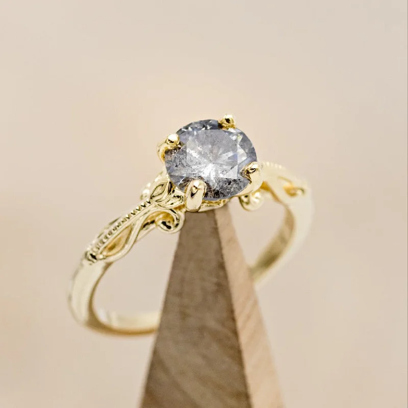 "ROSEMARY" - SOLITAIRE ENGAGEMENT RING WITH FLORAL-STYLE BAND - MOUNTING ONLY - SELECT YOUR OWN STONE