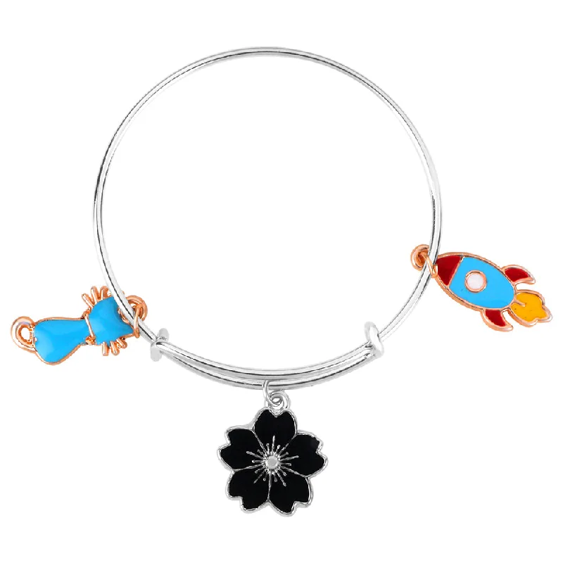 Mahi Rocket Floral & Rocket Shaped Enamel Work Charms Kids Bracelets for Girls (BRK1100987M)