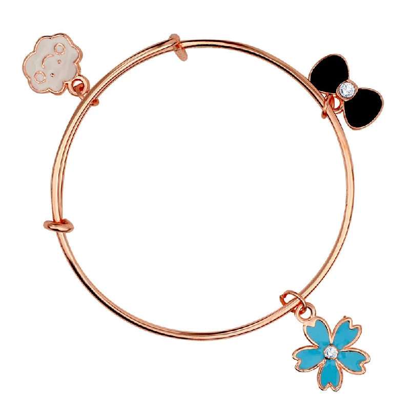 Mahi Rose Gold Plated Cloud, Flower & Boo Shaped Colorful Enamel Work Charms Kids Bracelets for Girls (BRK1100819Z)