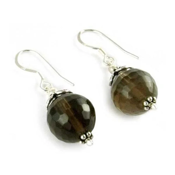 Handmade Sterling Silver 'Jaipur Sonnet' Smoky Quartz Drop Earrings (India)