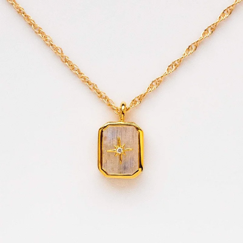 Rainbow Moonstone & Diamond Manifest Your Dreams Pendant Necklace