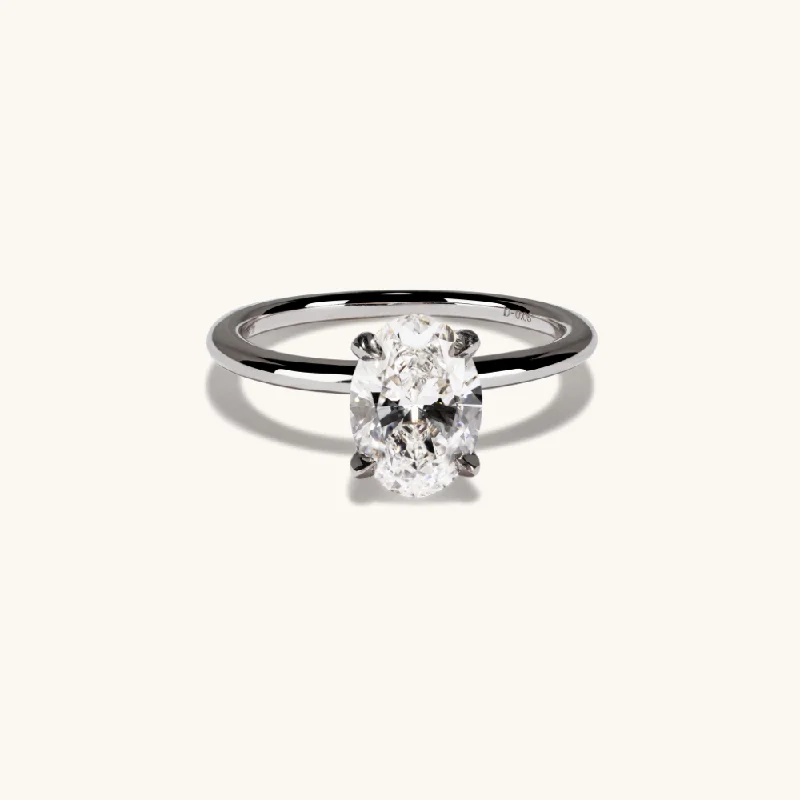 1.52 Oval Lab Diamond Engagement Ring with Hidden Halo