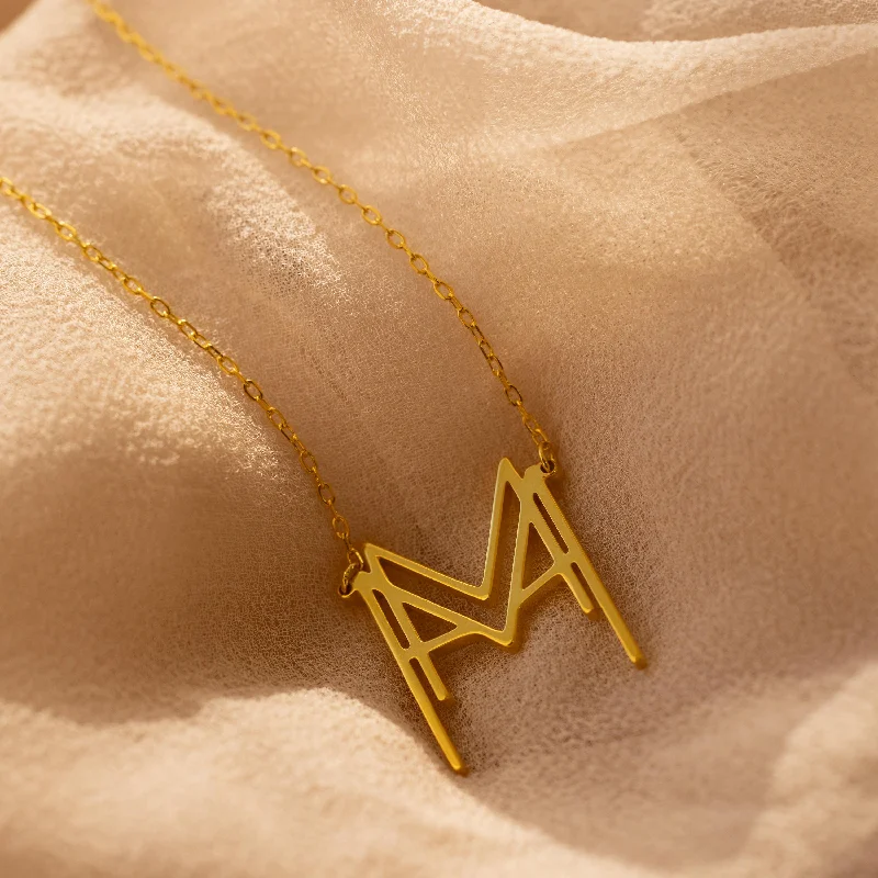 Modern Name Monogram Necklace