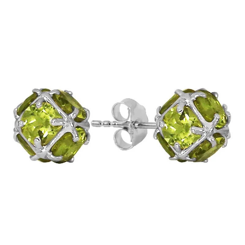 14K Solid Gold Stud Elegant Gemstone Earrings w/ Natural Peridots