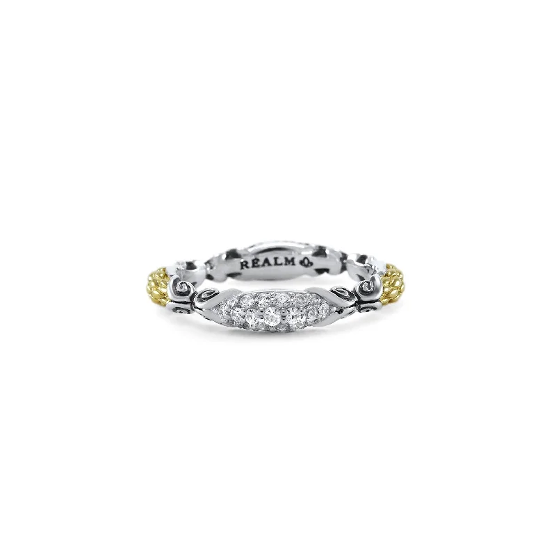 Mosaic Pavé Stack Ring 3.25mm - Two Tone + CZ Blanc