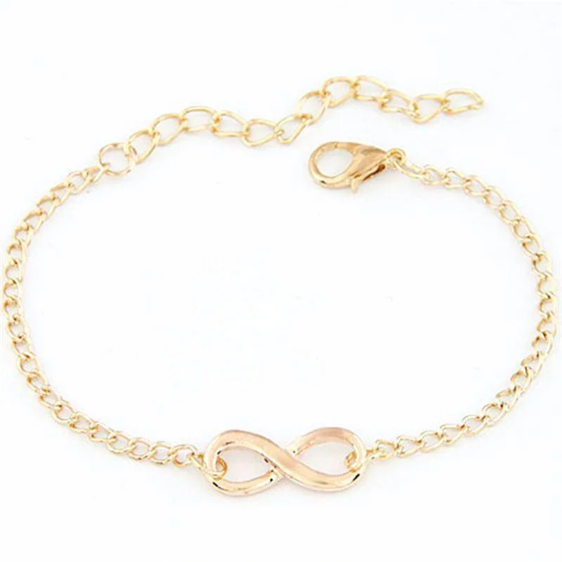 Infinity Symbol Chain Bracelet in Silver or Gold