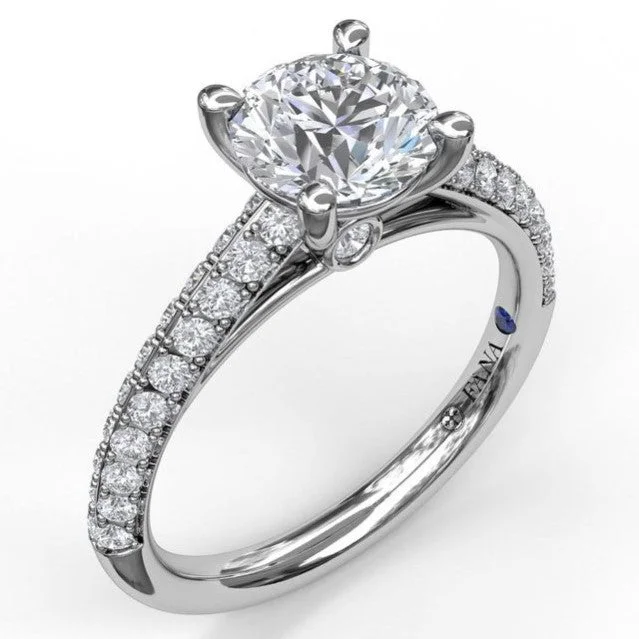 Double Row Diamond Semi-Mount Engagement Ring by Fana