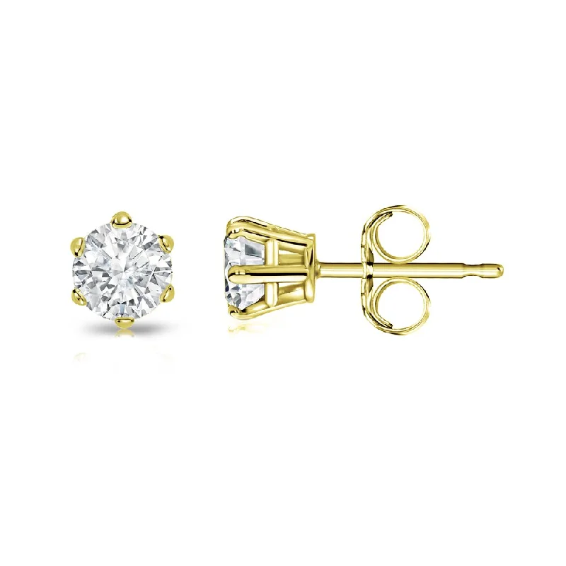 Auriya 1/4ctw Round Diamond Stud Earrings 14k Gold 6-Prong (I-J, I1-I2)