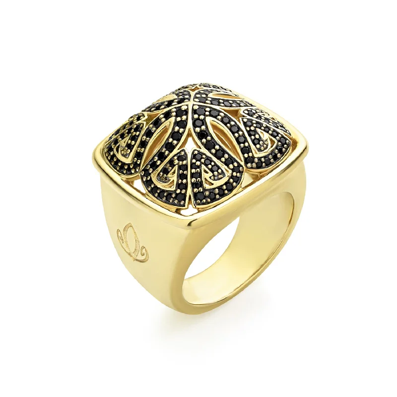 Empress Pavé Ring Large - 18K Gold Vermeil + CZ Noir