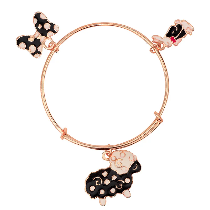 Mahi Rose Gold Plated Rabit Ship & Butterfly Shaped Colorful Enamel Work Charms Kids Bracelets for Girls (BRK1100829Z)