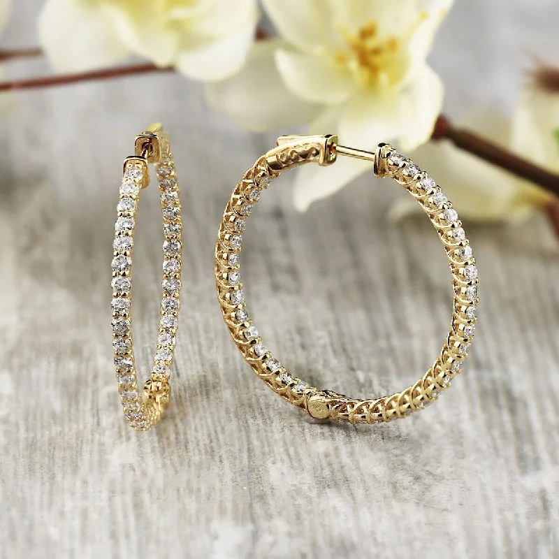 Auriya 14k Gold 3 3/4ctw Medium Diamond Hoop Earrings - 1.41-inch (H-I, SI1-SI2)