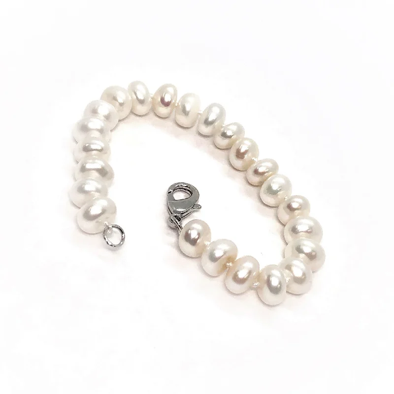 White Genuine Freshwater Button Pearl Bracelet