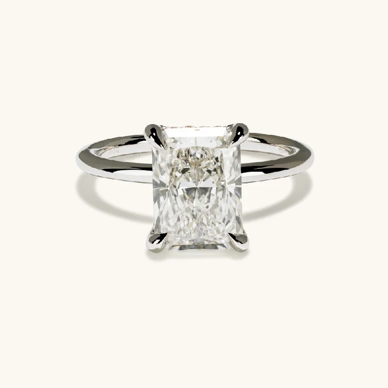 2.76 Radiant Lab Diamond Engagement Ring with Hidden Halo