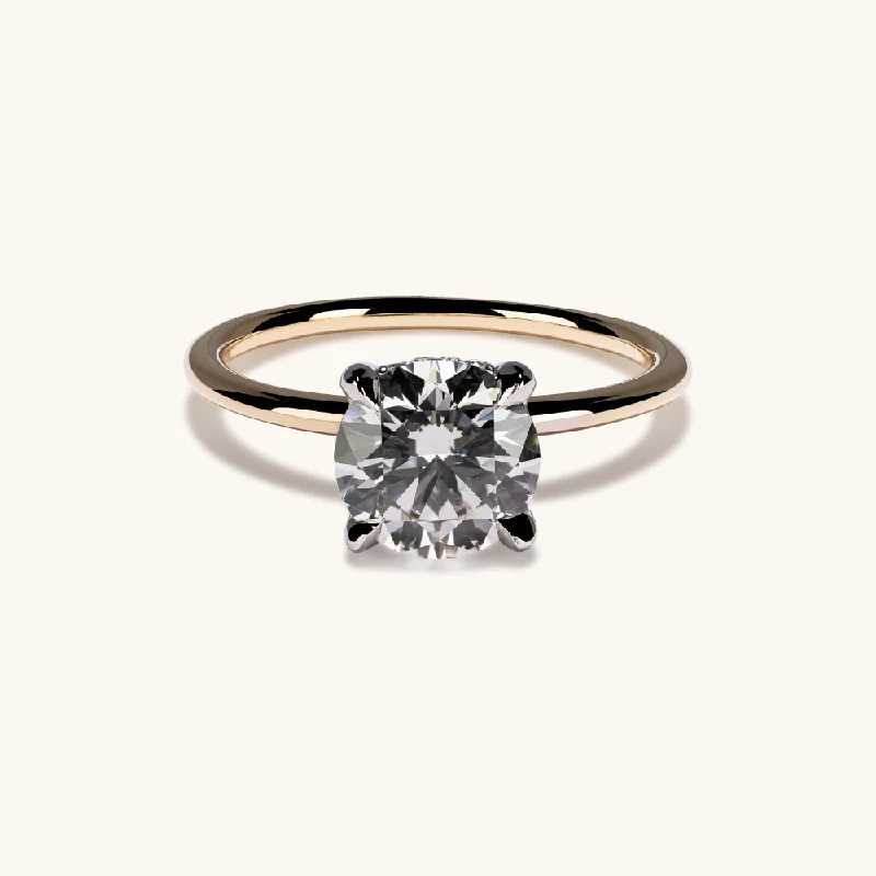 1.56 Round Lab Diamond Engagement Ring with Hidden Halo