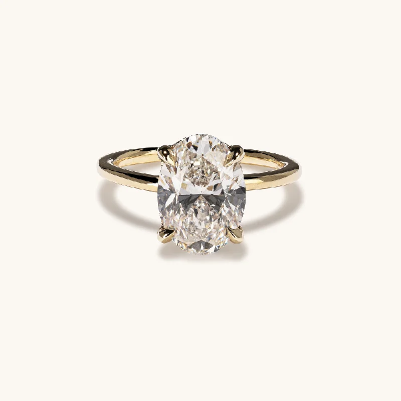 3.30 Oval Natural Diamond Engagement Ring with Hidden Halo