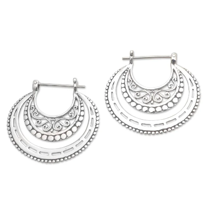 NOVICA Amazing Curves, Sterling silver hoop earrings - 0.8*0