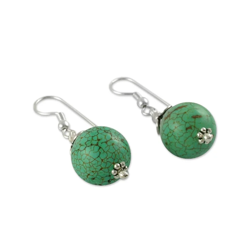 Sterling Silver Beaded Dangle Earrings, 'Dew Kissed' (India) - 1.6*0.4