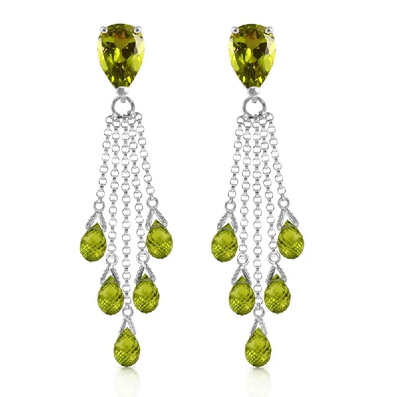 15.5 CTW 14K Solid White Gold Serendipity Peridot Earrings