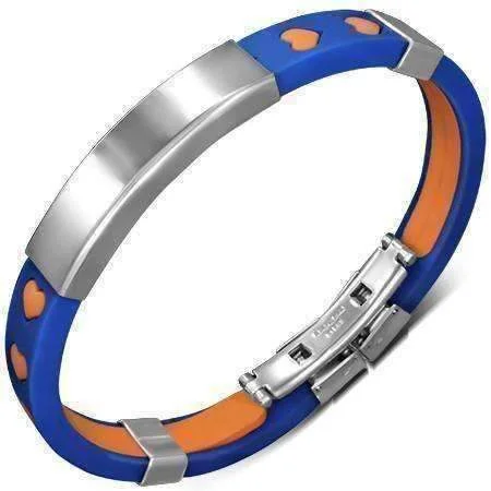 Team Spirit Rubber Bracelet with Engraveable Stainless Steel Plate