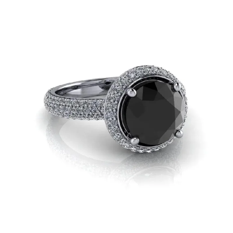 2.00 ctw Black Diamond Pave Halo Engagement Ring