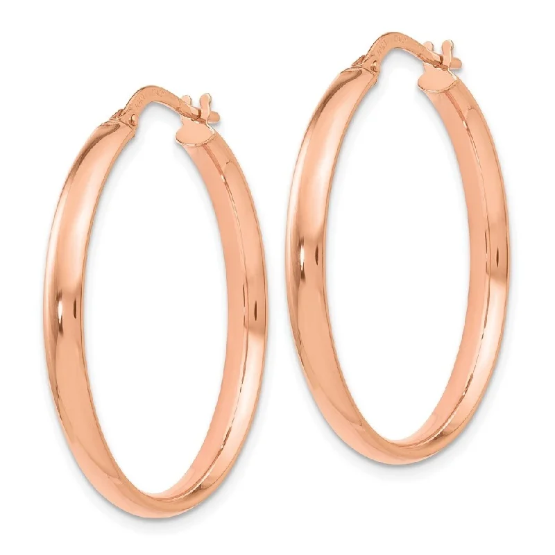 Diamond2Deal 10K Rose Gold Polished Hoop Earrings (L-28mm, W-6.5mm)