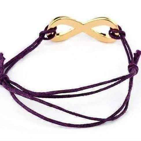 Purple and Gold Tone Infinity Friendship Bracelet