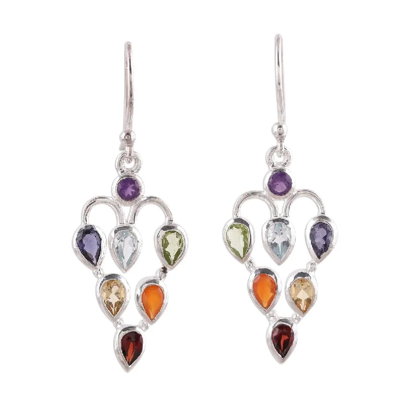 NOVICA Chakra Sparkle, Multi-gemstone dangle earrings - 1.6*0.6