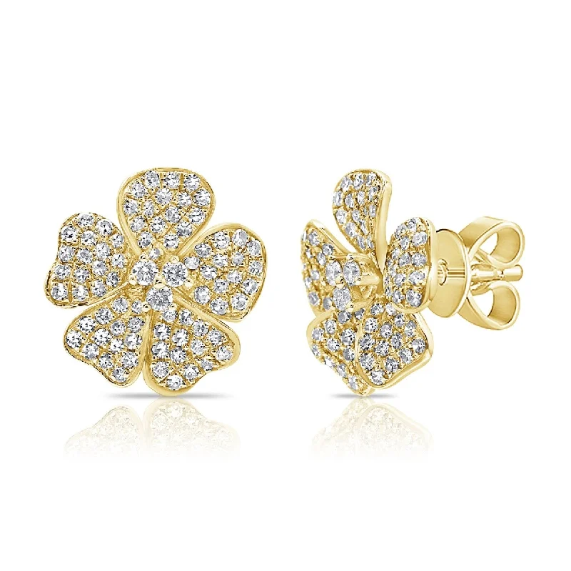 Joelle 14k Gold & Diamond Flower Stud Earrings - 0.57ct