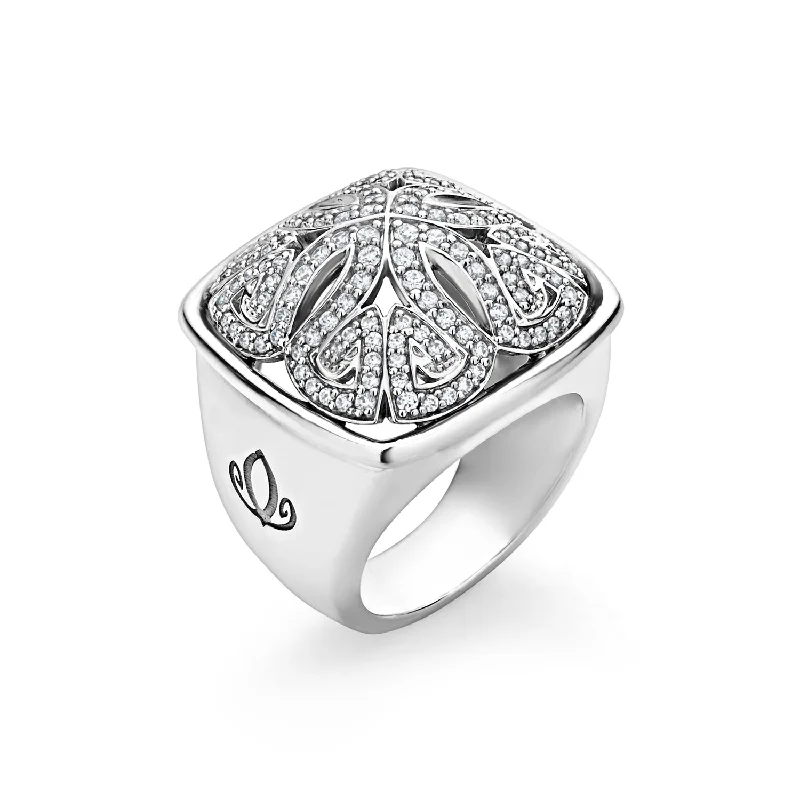 Empress Pavé Ring Large - Sterling Silver + CZ Blanc