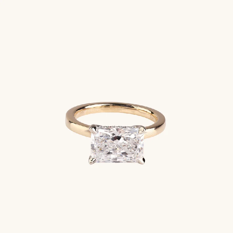 2.58 Radiant Lab Diamond East-West Engagement Ring