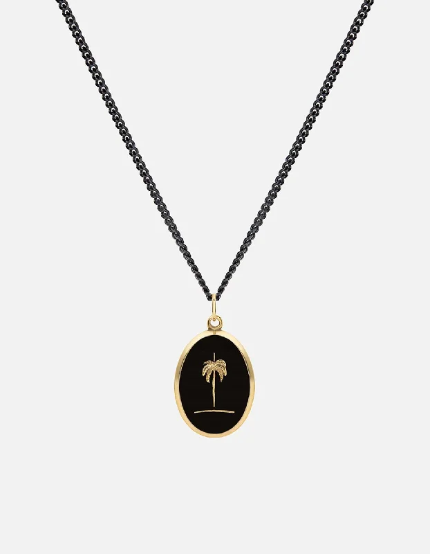 Palm Tree Necklace, Gold/Black