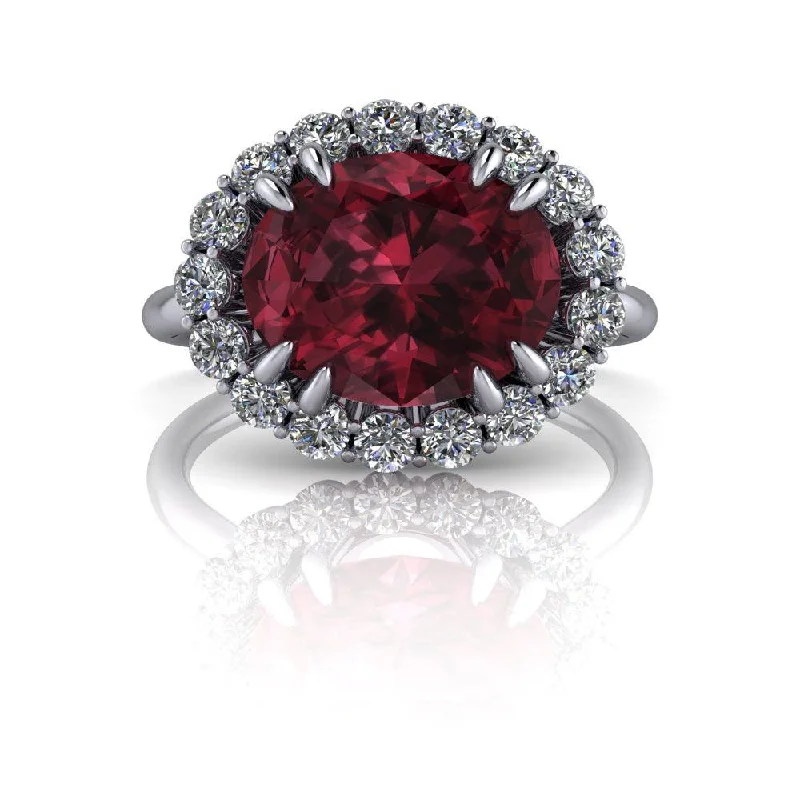 Rhodolite Garnet Halo Engagement Ring or Anniversary Ring