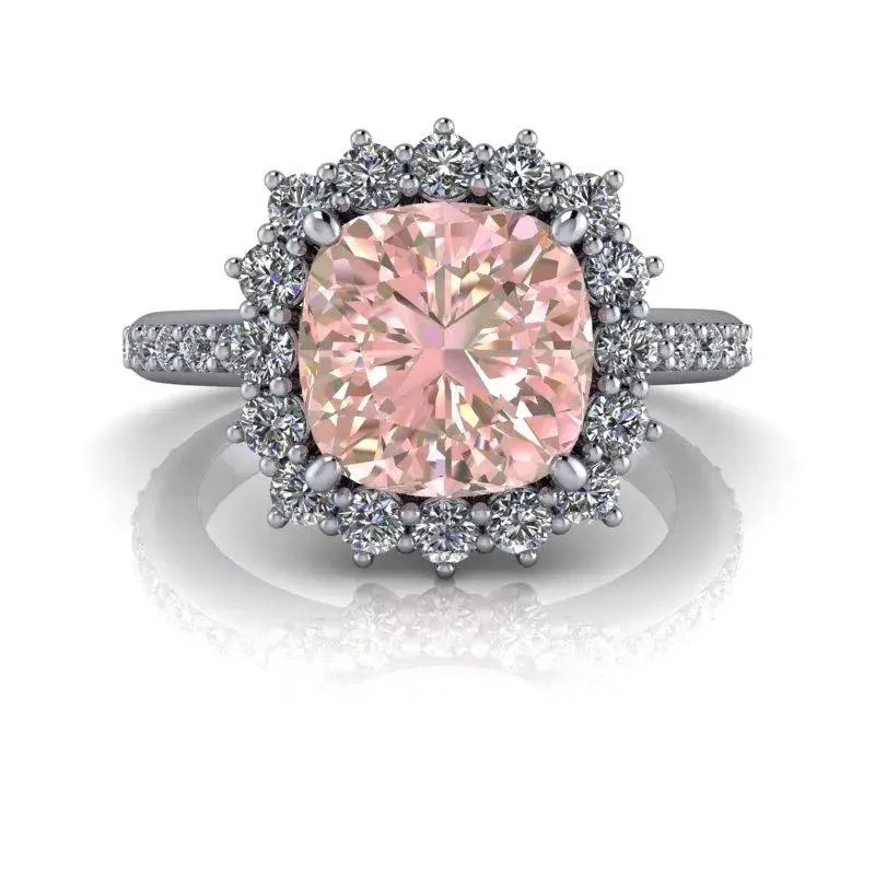 4.01 CTW Pink Sapphire & Diamond Halo Engagement Ring