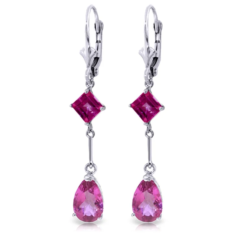 4.95 Carat 14K Solid Gold Chandelier Earrings Pink Topaz Gemstone