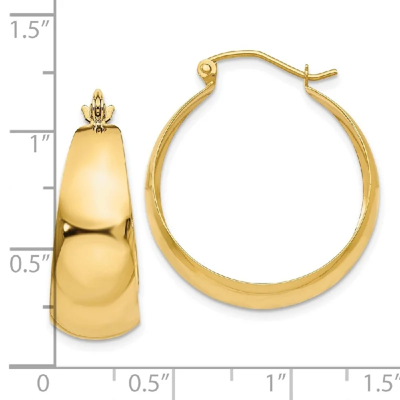 Diamond2Deal 10k Yellow Gold Polished 10.5mm Tapered Hoop Earrings (L-20mm, W-11mm)