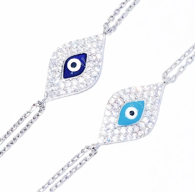 Charming Evil Eye CZ & Sterling Silver Bracelet