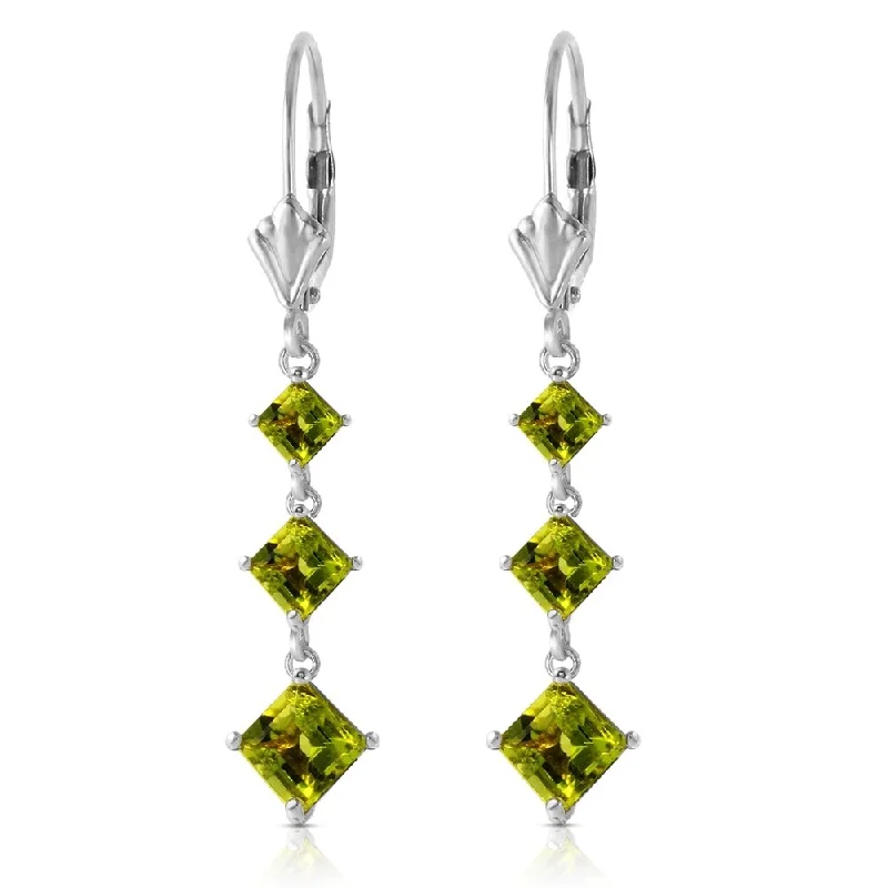 4.79 CTW 14K Solid White Gold Chandelier Earrings Peridot