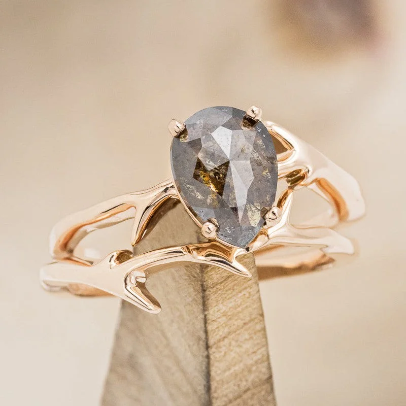 "ARTEMIS" - ENGAGEMENT RING WITH ANTLER-STYLE STACKING BAND - MOUNTING ONLY - SELECT YOUR OWN STONE