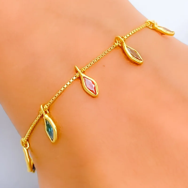 Lustrous Edgy 22k Gold CZ Bracelet