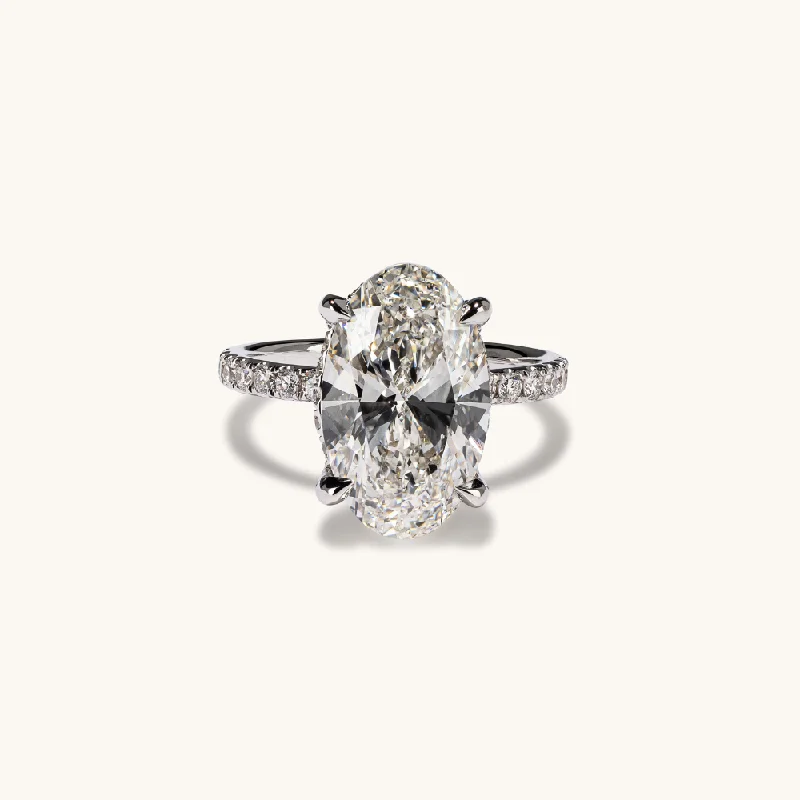 Oval Lab Diamond Engagement Ring with Signature Setting