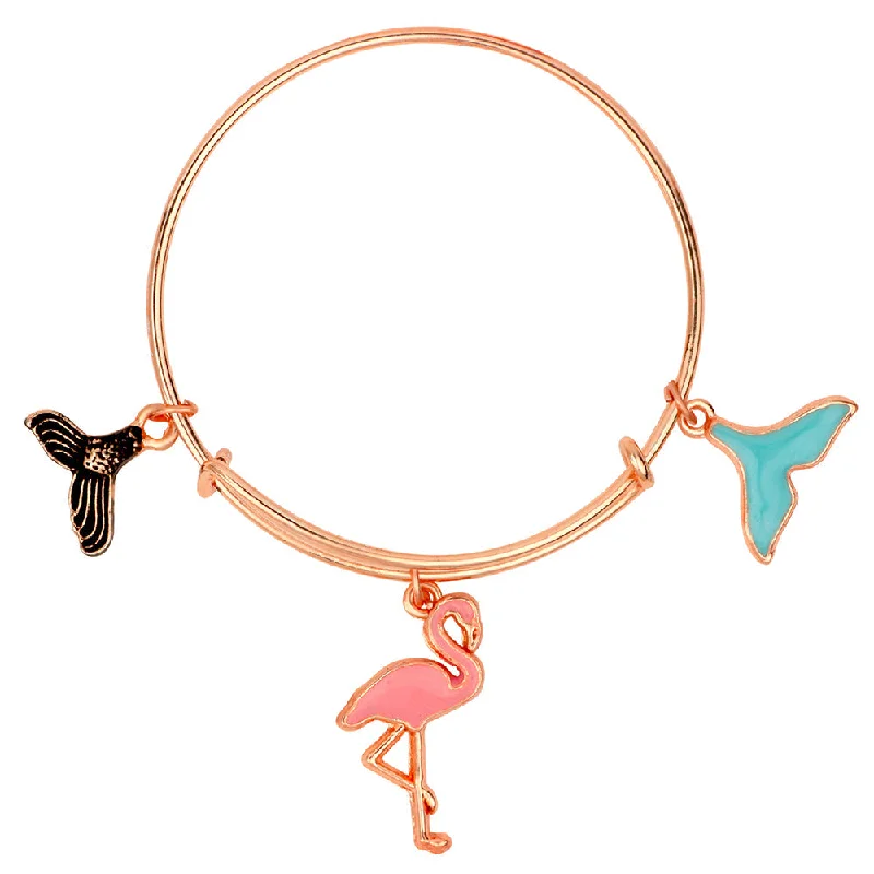 Mahi Rose Gold Plated 3 Wonderful and Colorful Meenakari Work Charms Kids Bracelets (BRK1100866Z)