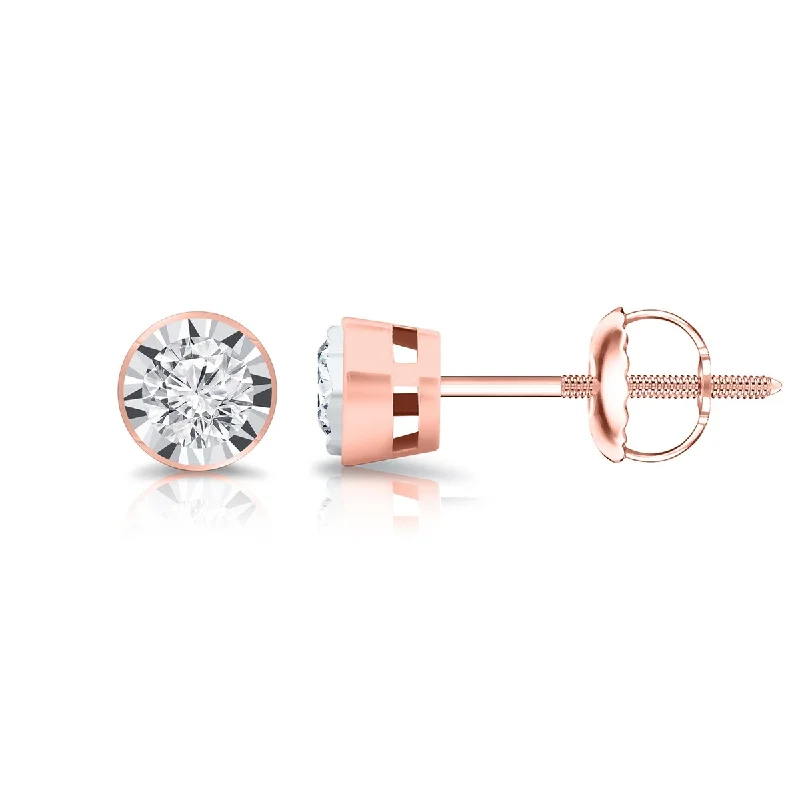 Auriya 1/5ctw Bezel-set Diamond Stud Earrings 14k Gold