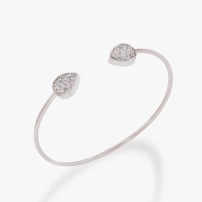 Glitter Druzy Flex Cuff Bracelet, Silver