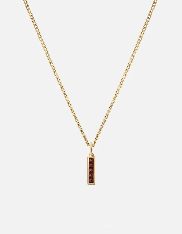 Slim Totem Garnet Necklace, Gold Vermeil