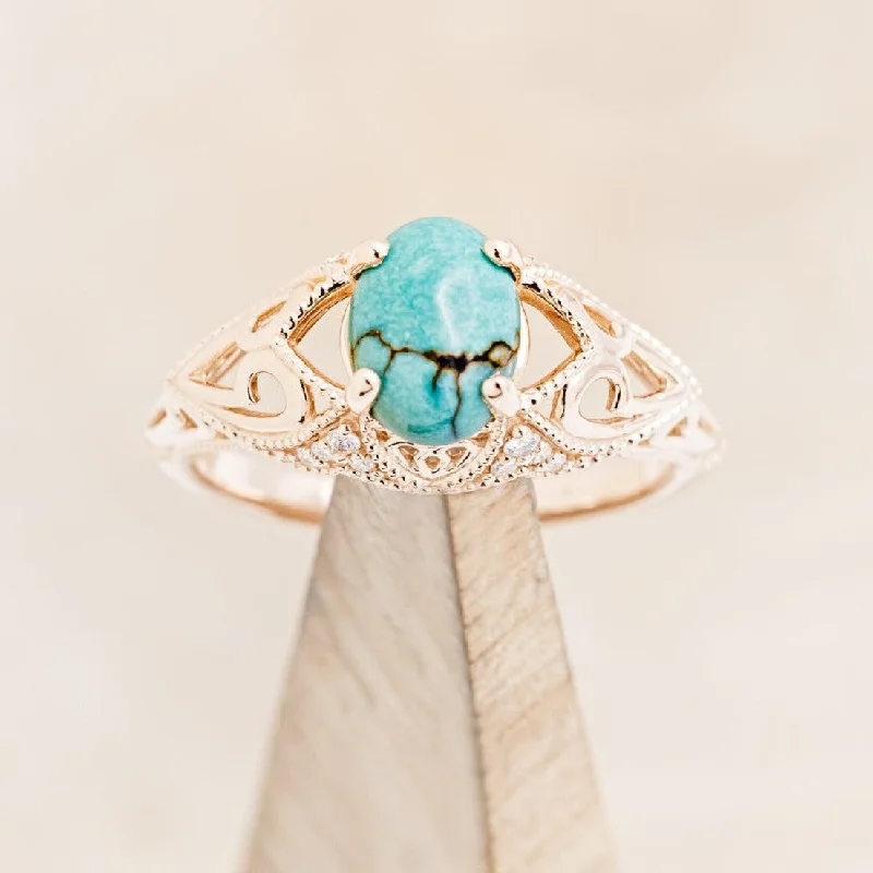 "RELICA" - OVAL TURQUOISE ENGAGEMENT RING WITH DIAMOND ACCENTS