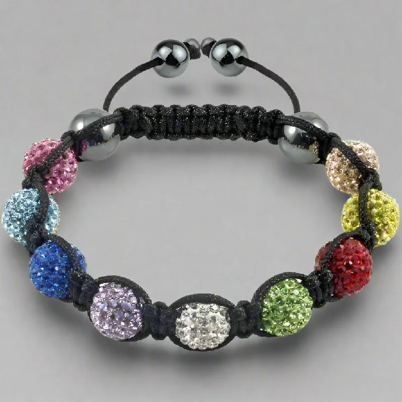 Sparkly Multi-Color Crystals Hand Made Shamballa Bracelet