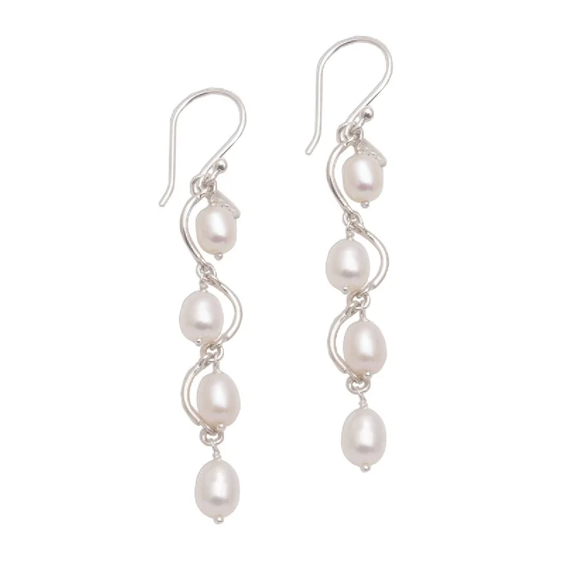 NOVICA Heavenly Trail, Cultured pearl dangle earrings - 2.5*0.3