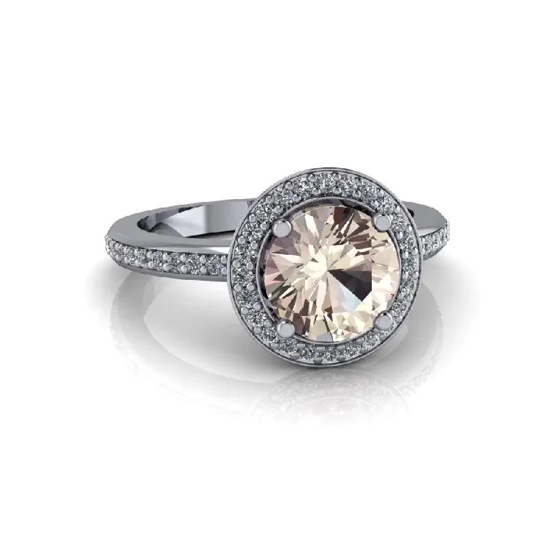 Morganite Engagement Ring Diamond Halo Setting 1.43 CTW