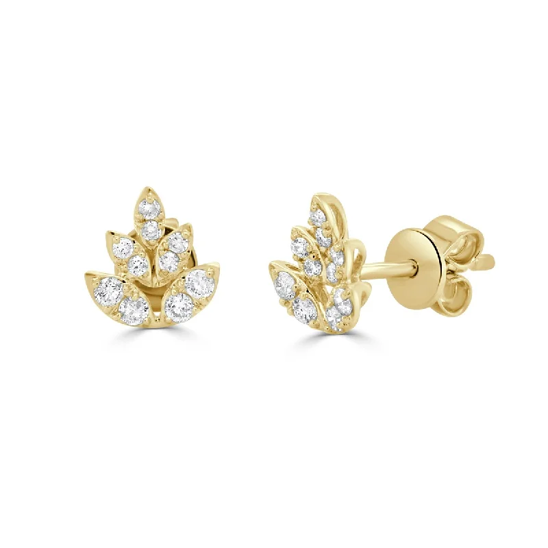 Joelle Diamond Leaf Earrings 14K Gold